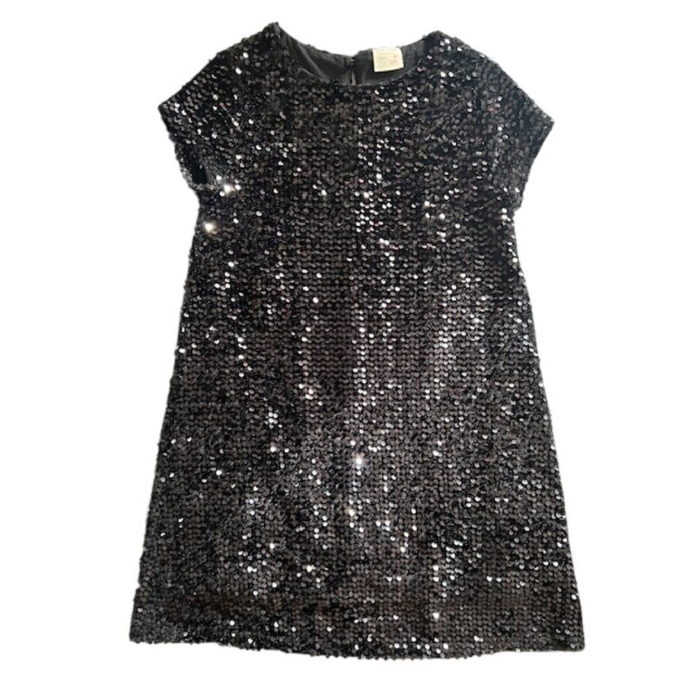 Zara Girl's Black Sequin Dress Sz 8 Great for Holidays!